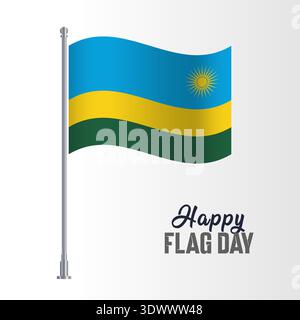Ruanda Flagge Pole Vektor Illustration wellige Flagge Pole Happy Flag Day, Vektor editierbares Design, kann für Geschäft oder Präsentation Design verwendet werden. Stock Vektor