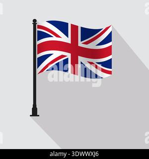United Kingdom National Waving Flag Pole Vektor Illustration, Vektor editierbares Design, kann für Geschäfts- oder Präsentationsdesign verwendet werden. Stock Vektor