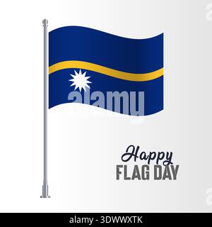 Nauru Flagge Pole Vektor Illustration wellige Flagge Pole Happy Flag Day, Vektor editierbares Design, kann für Geschäft oder Präsentation Design verwendet werden. Stock Vektor