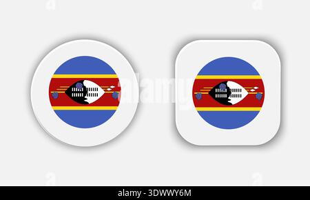 Eswatini abgerundete Nationalflagge Button-Symbol, Vektor editierbares Design, kann für Geschäfts- oder Präsentationsdesign verwendet werden. Stock Vektor