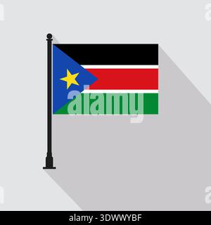 Flacher Südsudan rechteckiger Flaggenmast in offiziellen Farben, Vektor-bearbeitbares Design, kann für Geschäfts- oder Präsentationsdesign verwendet werden. Stock Vektor