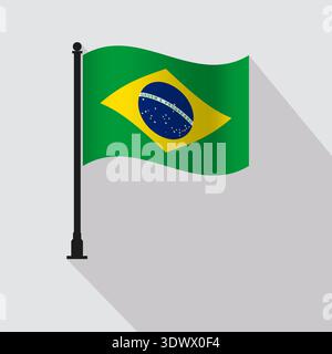 Brasilien Waving Fahne Pole Vektor Illustration, Vektor editierbares Design, kann für Geschäft oder Präsentation Design verwendet werden. Stock Vektor