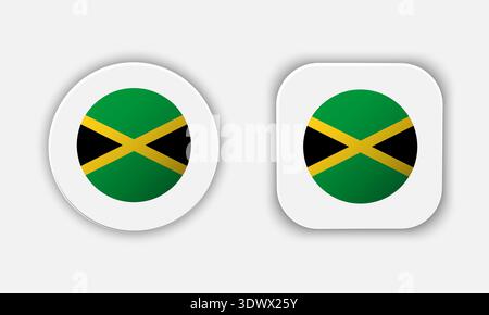 Jamaica abgerundete nationale Flagge Button Symbol, Vektor editierbares Design, kann für Geschäfts- oder Präsentationsdesign verwendet werden. Stock Vektor