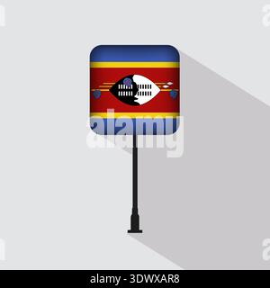 Eswatini Flag Pole Vektor Illustration, Vektor editierbares Design, kann für Geschäfts- oder Präsentationsdesign verwendet werden. Stock Vektor