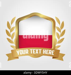 Golden Luxury Polen Badge Design, Vektor-bearbeitbares Design, kann für Geschäfts- oder Präsentationsdesign verwendet werden. Stock Vektor