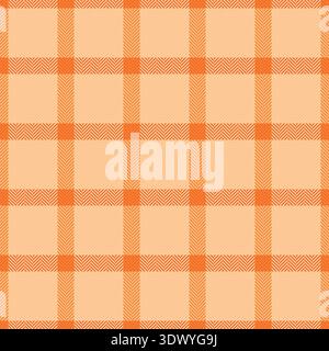 Esszimmer Hintergrund Textur Stoff, Haushalt Vektor Schottencheck. Nahtloses, aufgeräumtes Textilkariermuster in Orange und leuchtenden Farben. Stock Vektor