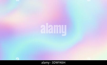 Pastellfarbener holografischer, körniger, verschwommener Hintergrund. Abstrakter, mehrfarbiger, schillernder, strukturierter Hintergrund mit Rauschen. Kopierbereich Stockfoto