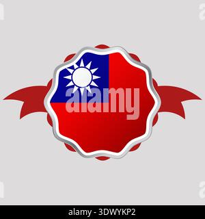 Kreatives Taiwan Flaggenaufkleber Emblem, Vektor editierbares Design, kann für Geschäfts- oder Präsentationsdesign verwendet werden. Stock Vektor