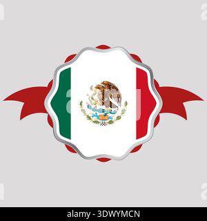 Kreatives Mexiko-Flaggenaufkleber Emblem, Vektor-bearbeitbares Design, kann für Geschäfts- oder Präsentationsdesign verwendet werden. Stock Vektor