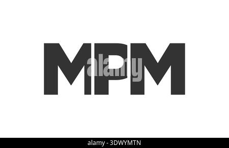 MPM-Logo-Vorlage mit starkem und modernem, fettgedrucktem Text. Anfänglich basierter Vektorlogotyp mit einfacher und minimaler Typografie. Trendige Firmen-ID Stock Vektor