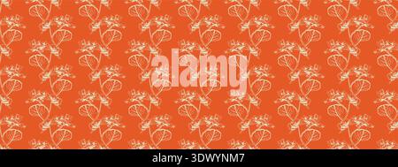 Leuchtendes, nahtloses Muster in Orange mit zarten, stilisierten Blumenmotiven. Perfekt für Textildesign, Tapeten oder Website-Hintergründe. Stock Vektor