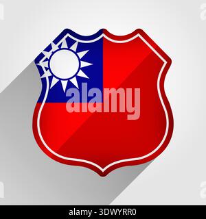 Taiwan Flag Road Sign Illustration, Vektor editierbares Design, kann für Geschäfts- oder Präsentationsdesign verwendet werden. Stock Vektor