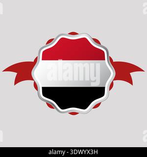 Kreatives Jemen Flaggenaufkleber Emblem, Vektor editierbares Design, kann für Geschäfts- oder Präsentationsdesign verwendet werden. Stock Vektor