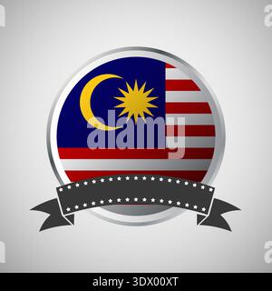 Vektor Malaysia Rundflagge Banner Vektor Illustration, Vektor editierbares Design, kann für Geschäfts- oder Präsentationsdesign verwendet werden. Stock Vektor