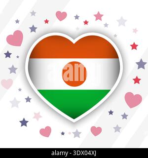 Kreatives Niger Flag Herz Symbol, Vektor editierbares Design, kann für Business oder Präsentationen verwendet werden. Stock Vektor