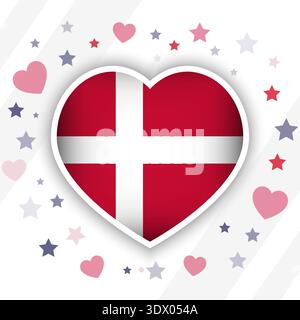 Creative Denmark Flag Heart Icon, Vektor editierbares Design, kann für Business- oder Präsentationsdesign verwendet werden. Stock Vektor