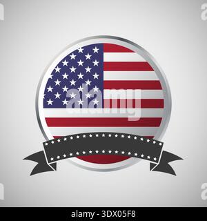 Vektor USA Rundflagge Banner Vektor Illustration, Vektor editierbares Design, kann für Geschäfts- oder Präsentationsdesign verwendet werden. Stock Vektor