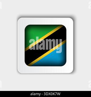 Tansania Flag Button Flat Design, Vektor-bearbeitbares Design, kann für Geschäfts- oder Präsentationsdesign verwendet werden. Stock Vektor