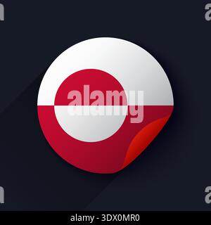 Grönland Flaggenaufkleber Vektorillustration, Vektor editierbares Design, kann für Geschäfts- oder Präsentationsdesign verwendet werden. Stock Vektor