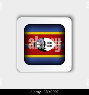Eswatini Flag Button Flat Design, Vektor-bearbeitbares Design, kann für Geschäfts- oder Präsentationsdesign verwendet werden. Stock Vektor