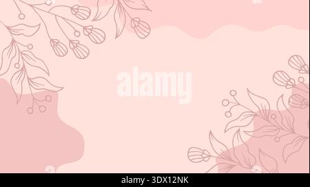 Das florale Laubdesign in sanften Pastelltönen verleiht Post-, Hintergrund- und digitalen Hintergründen in sozialen Medien eine romantische und sanfte Note. Stockfoto
