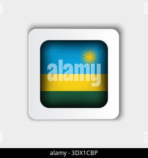 Ruanda Flag Button Flat Design, vektorbearbeitbares Design, kann für Geschäfts- oder Präsentationsdesign verwendet werden. Stock Vektor
