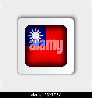 Taiwan Flag Button Flat Design, Vektor editierbares Design, kann für Geschäfts- oder Präsentationsdesign verwendet werden. Stock Vektor