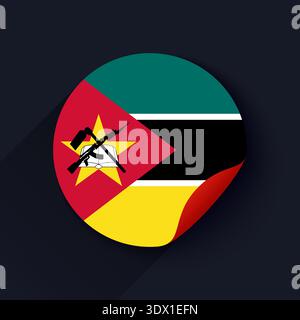 Mosambikische Flaggenaufkleber Vektor-Illustration, Vektor editierbares Design, kann für Geschäfts- oder Präsentationsdesign verwendet werden. Stock Vektor