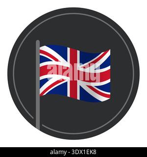 Abstraktes Vereinigtes Königreich Flaggensymbol im Kreis isoliert auf weißem Hintergrund, Vektor-bearbeitbares Design, kann für Geschäfts- oder Präsentationsdesign verwendet werden Stock Vektor