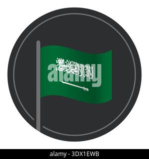 Abstraktes Saudi-Arabien Flaggenflaches Symbol im Kreis isoliert auf weißem Hintergrund, Vektor editierbares Design, kann für Geschäfts- oder Präsentationsdesign verwendet werden. Stock Vektor
