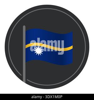 Abstraktes Nauru Flag Flat Symbol im Kreis isoliert auf weißem Hintergrund, Vektor editierbares Design, kann für Geschäfts- oder Präsentationsdesign verwendet werden. Stock Vektor