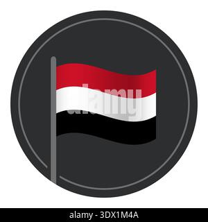 Abstraktes Symbol der Flagge Jemen im Kreis isoliert auf weißem Hintergrund, Vektor-bearbeitbares Design, kann für Geschäfts- oder Präsentationsdesign verwendet werden. Stock Vektor