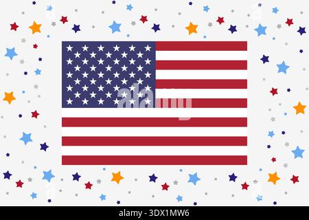 USA Flag Unabhängigkeitstag Celebration mit Sternen, Vektor-bearbeitbares Design, kann für Geschäfts- oder Präsentationsdesign verwendet werden. Stock Vektor
