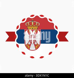 Creative Serbia Flag Emblem Badge, Vektor editierbares Design, kann für Geschäfts- oder Präsentationsdesign verwendet werden. Stock Vektor
