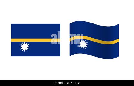 Rechteck- und Wave-Nauru-Flag-Illustration, Vektor-bearbeitbares Design, kann für Geschäfts- oder Präsentationsdesign verwendet werden. Stock Vektor