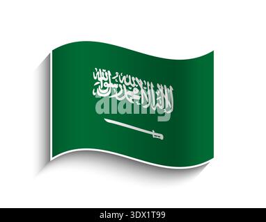 Vektor Saudi Arabien Waving Flag Icon, Vektor editierbares Design, kann für Geschäfts- oder Präsentationsdesign verwendet werden. Stock Vektor