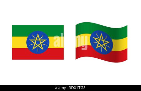 Rechteck und Welle Äthiopien Flag Illustration, Vektor editierbares Design, kann für Geschäfts- oder Präsentationsdesign verwendet werden. Stock Vektor