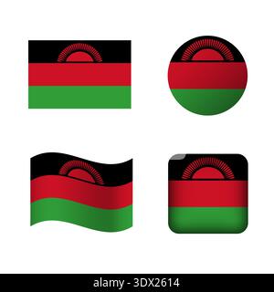 Vektor Malawi National Flag Icons Set, Vektor editierbares Design, kann für Geschäfts- oder Präsentationsdesign verwendet werden. Stock Vektor