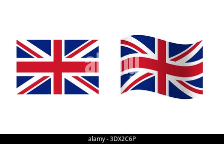 Rechteck und Wave United Kingdom Flag Illustration, Vektor editierbares Design, kann für Geschäfts- oder Präsentationsdesign verwendet werden. Stock Vektor