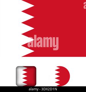Bahrain Flag Flat Icons Collection, Vektor-bearbeitbares Design, kann für Geschäfts- oder Präsentationsdesign verwendet werden. Stock Vektor