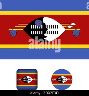 Eswatini Flag Flat Icons Collection, Vektor-bearbeitbares Design, kann für Geschäfts- oder Präsentationsdesign verwendet werden. Stock Vektor