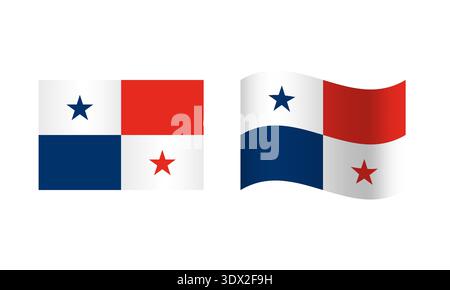 Rechteck- und Wave-Panama-Flag-Illustration, Vektor-bearbeitbares Design, kann für Geschäfts- oder Präsentationsdesign verwendet werden. Stock Vektor