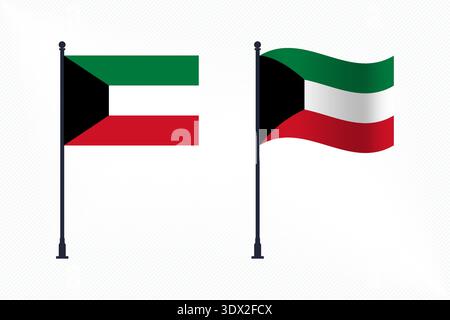 Satz Kuwait Flaggen isoliert für Unabhängigkeitstag Feier, Vektor editierbares Design, kann für Geschäfts- oder Präsentationsdesign verwendet werden. Stock Vektor