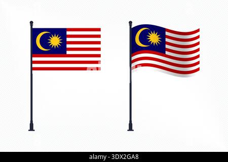 Satz von Malaysia Flaggen isoliert für Unabhängigkeitstag Feier, Vektor editierbares Design, kann für Geschäfts- oder Präsentationsdesign verwendet werden. Stock Vektor