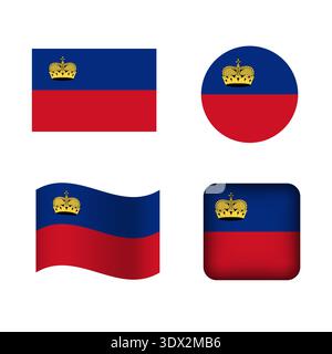 Vector Liechtenstein National Flag Icons Set, Vektor editierbares Design, kann für Geschäfts- oder Präsentationsdesign verwendet werden. Stock Vektor
