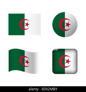 Vector Algeria National Flag Icons Set, Vektor editierbares Design, kann für Geschäfts- oder Präsentationsdesign verwendet werden. Stock Vektor