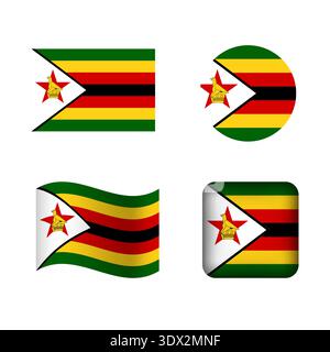 Vektor Simbabwe National Flag Icons Set, Vektor editierbares Design, kann für Geschäfts- oder Präsentationsdesign verwendet werden. Stock Vektor