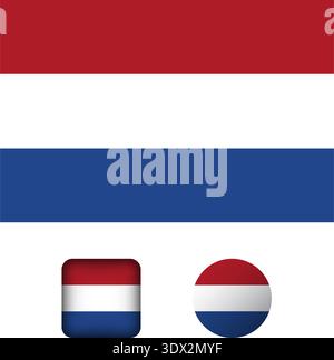 Niederlande Flag Flat Icons Collection, Vektor-bearbeitbares Design, kann für Geschäfts- oder Präsentationsdesign verwendet werden. Stock Vektor