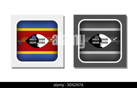Eswatini Square Round Flag Icon, Vektor editierbares Design, kann für Geschäfts- oder Präsentationsdesign verwendet werden. Stock Vektor