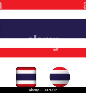 Thailand Flag Flat Icons Collection, vektorbearbeitbares Design, kann für Geschäfts- oder Präsentationsdesign verwendet werden. Stock Vektor